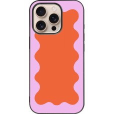 iPhone 16 Pro Case Hülle - Silikon schwarz Wavy Rectangle Orange Pink