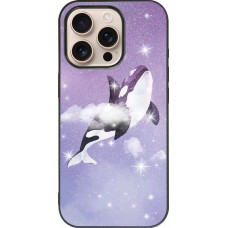 iPhone 16 Pro Case Hülle - Silikon schwarz Whale in sparking stars