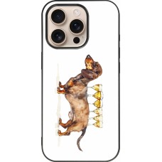 Coque iPhone 16 Pro - Silicone rigide noir Wine Teckel
