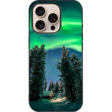 Coque iPhone 16 Pro - Silicone rigide noir Winter 22 Northern Lights