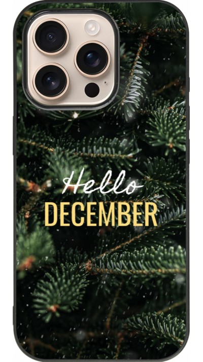 Coque iPhone 16 Pro - Silicone rigide noir Winter 25 Winter hello december