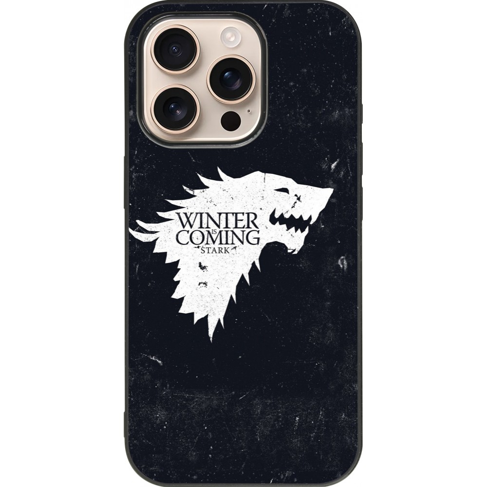 iPhone 16 Pro Case Hülle - Silikon schwarz Winter is coming Stark