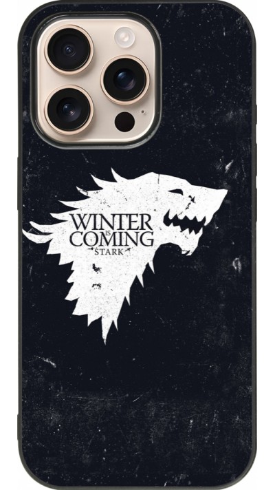 Coque iPhone 16 Pro - Silicone rigide noir Winter is coming Stark