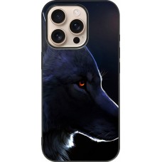 Coque iPhone 16 Pro - Silicone rigide noir Wolf Shape