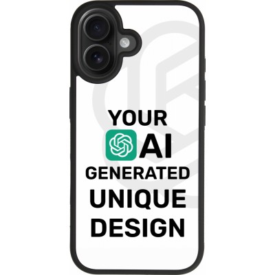 Coque iPhone 17 - Silicone rigide noir 100% unique générée par intelligence artificielle (AI) avec vos idées