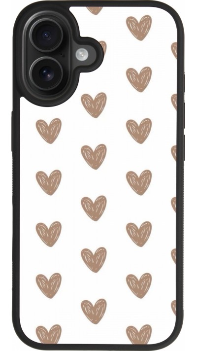 Coque iPhone 17 - Silicone rigide noir Autumn 2024 brown hearts