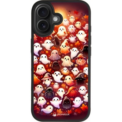 Coque iPhone 17 - Silicone rigide noir Fantômes automne mignons