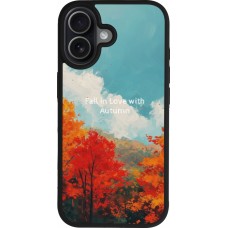 Coque iPhone 17 - Silicone rigide noir Autumn 25 Fall in love