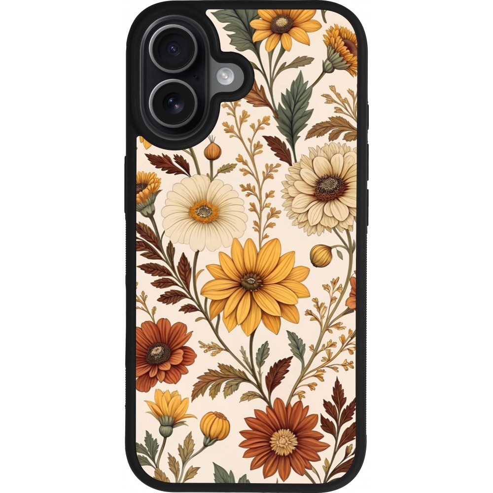 Coque iPhone 17 - Silicone rigide noir Autumn 25 Flower pattern