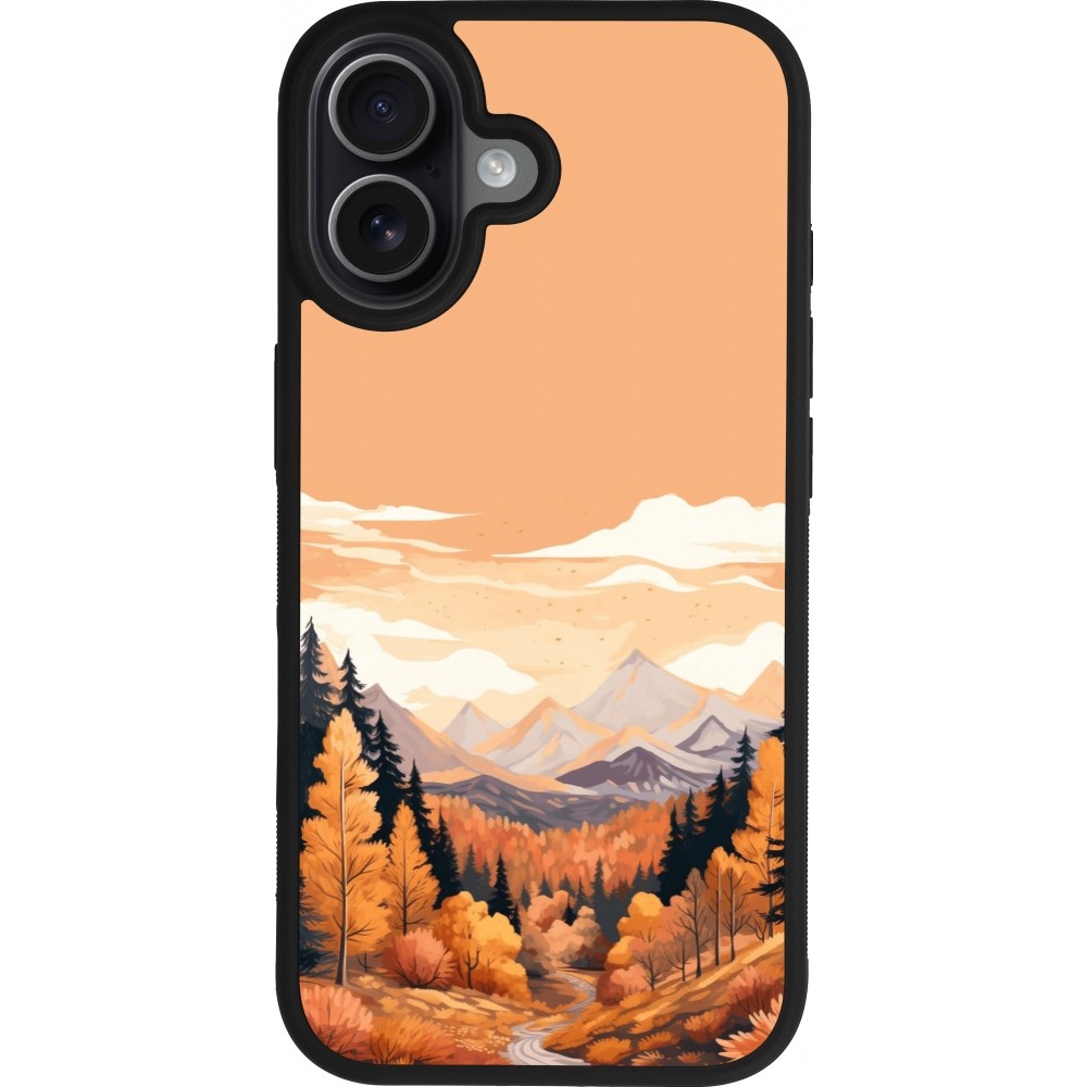 Coque iPhone 17 - Silicone rigide noir Autumn 25 Mountains