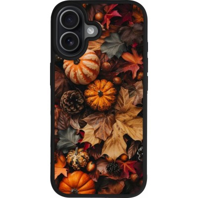 Coque iPhone 17 - Silicone rigide noir Autumn 25 Pumpkin