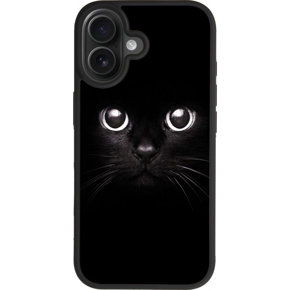 Coque iPhone 17 - Silicone rigide noir Cat eyes