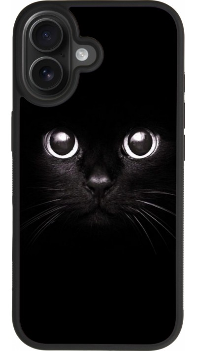 Coque iPhone 17 - Silicone rigide noir Cat eyes