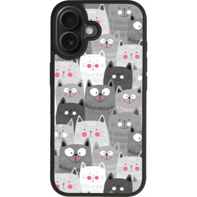 Coque iPhone 17 - Silicone rigide noir Chats gris troupeau