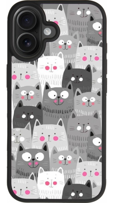 Coque iPhone 17 - Silicone rigide noir Chats gris troupeau