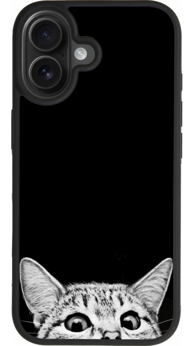 Coque iPhone 17 - Silicone rigide noir Cat Looking Up Black