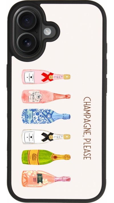 Coque iPhone 17 - Silicone rigide noir Champagne Please