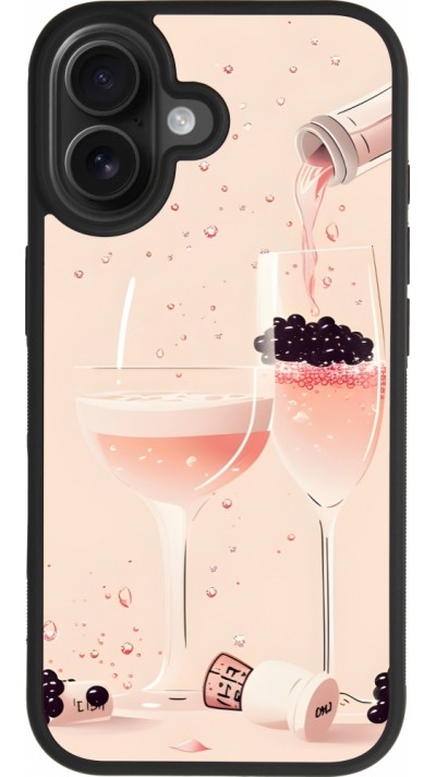 Coque iPhone 17 - Silicone rigide noir Champagne Pouring Pink
