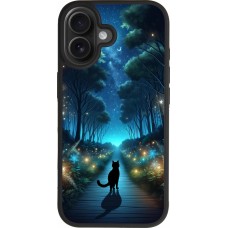 Coque iPhone 17 - Silicone rigide noir Chat noir promenade
