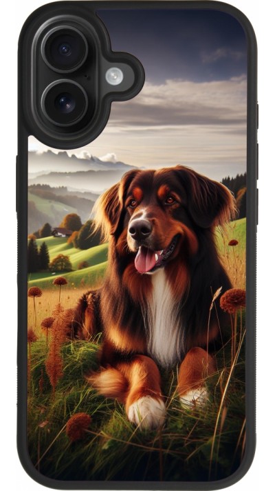 Coque iPhone 17 - Silicone rigide noir Chien Campagne Suisse