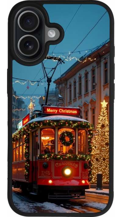 Coque iPhone 17 - Silicone rigide noir Christmas 25 Xmas Train