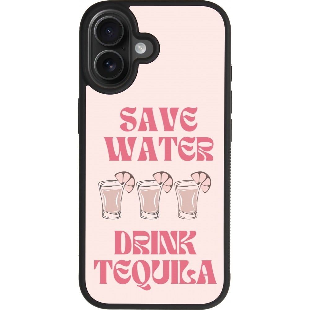 Coque iPhone 17 - Silicone rigide noir Cocktail Save Water Drink Tequila