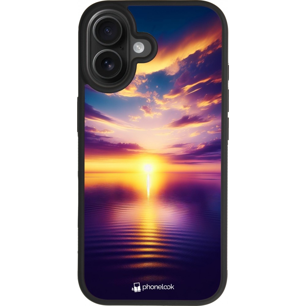 iPhone 17 Case Hülle - Silikon schwarz Sonnenuntergang gelb violett