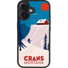 Coque iPhone 17 - Silicone rigide noir Crans-Montana Cabane
