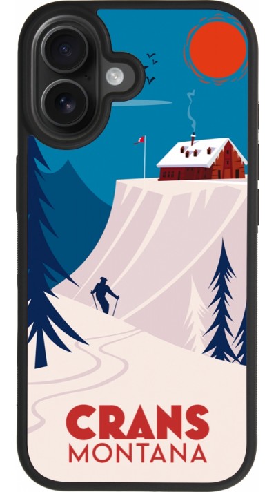 Coque iPhone 17 - Silicone rigide noir Crans-Montana Cabane