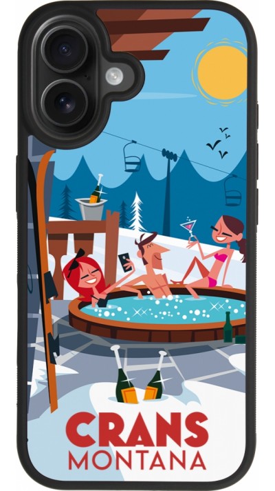 Coque iPhone 17 - Silicone rigide noir Crans-Montana Mountain Jacuzzi