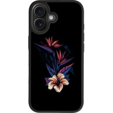 Coque iPhone 17 - Silicone rigide noir Dark Flowers