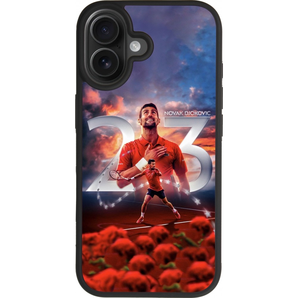 Coque iPhone 17 - Silicone rigide noir Djokovic 23 Grand Slam