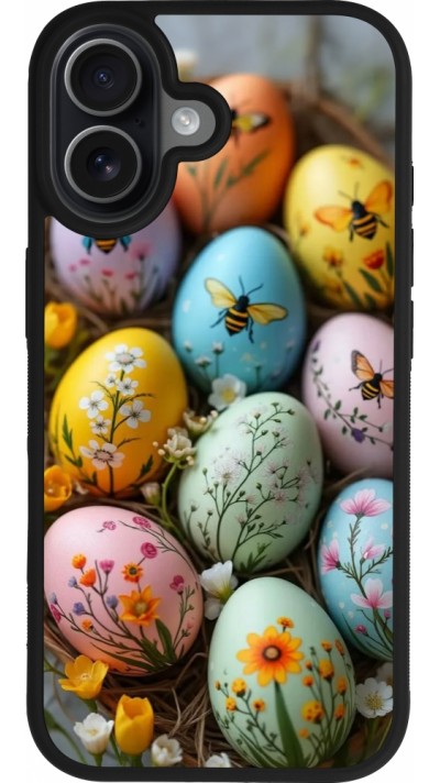 iPhone 17 Case Hülle - Silikon schwarz Easter 2026 Eggs with bees