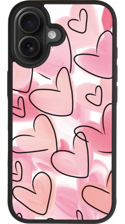 Coque iPhone 17 - Silicone rigide noir Easter 2023 pink hearts