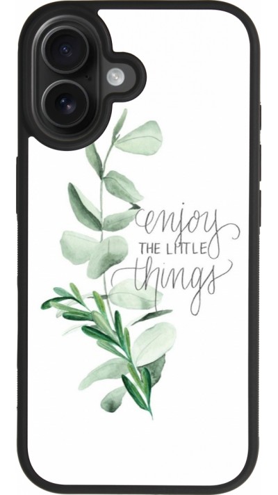 Coque iPhone 17 - Silicone rigide noir Enjoy the little things