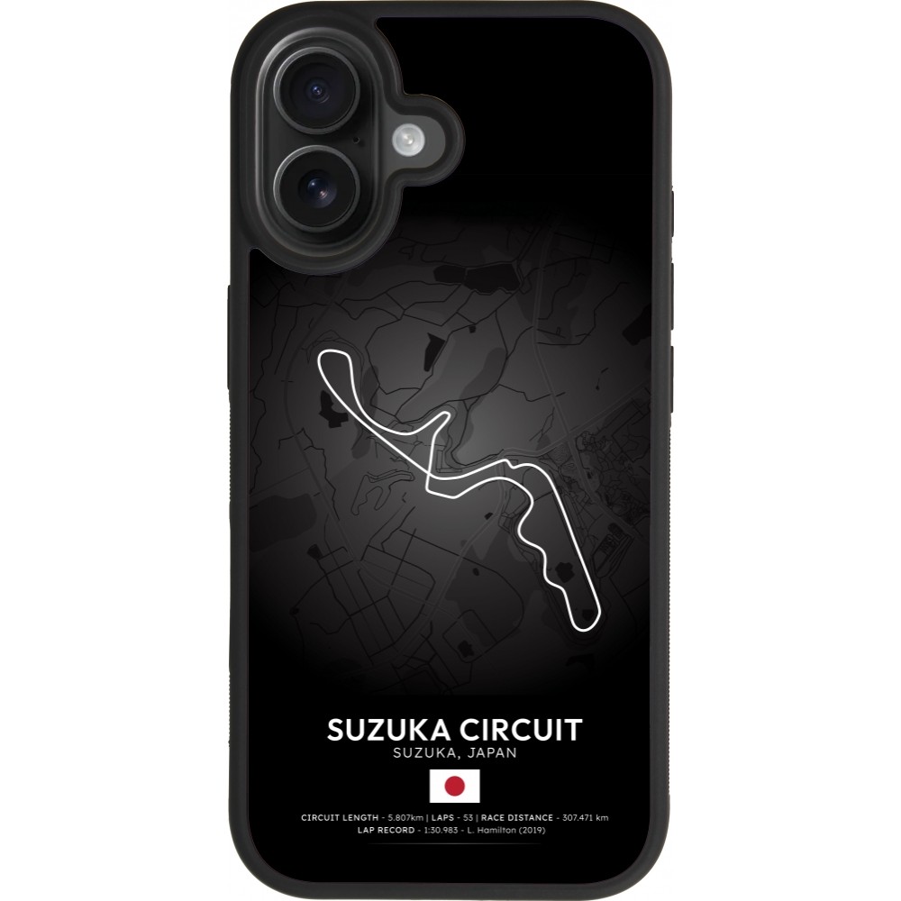 Coque iPhone 17 - Silicone rigide noir F1 Track 2025 Japan