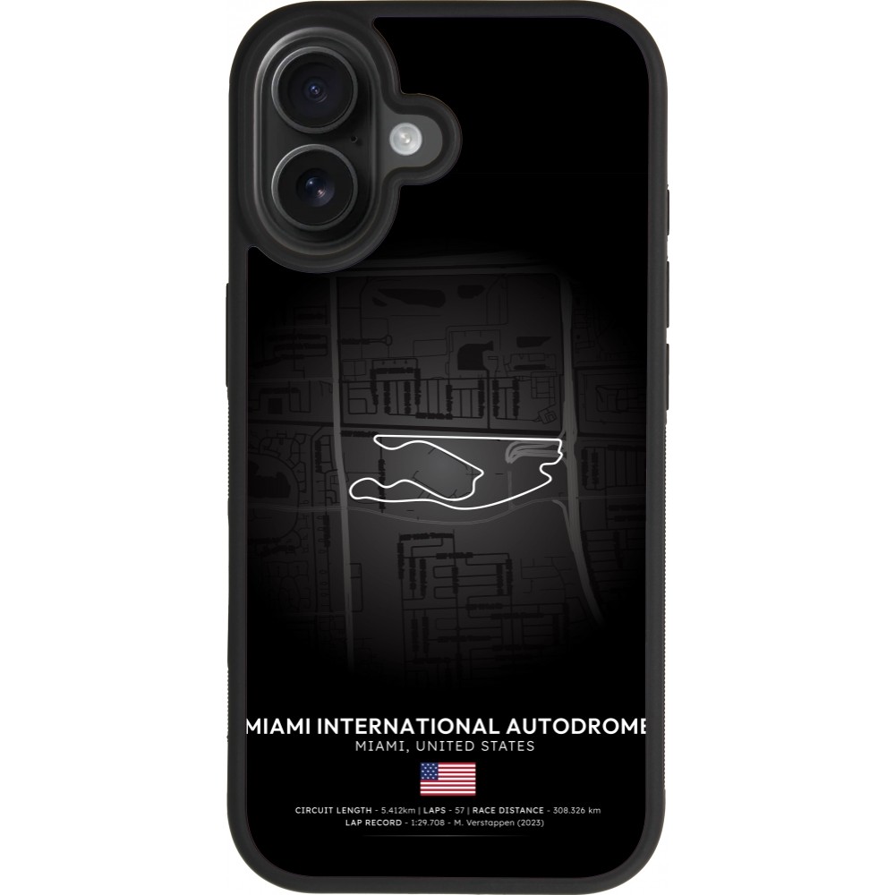 Coque iPhone 17 - Silicone rigide noir F1 Track 2025 Miami