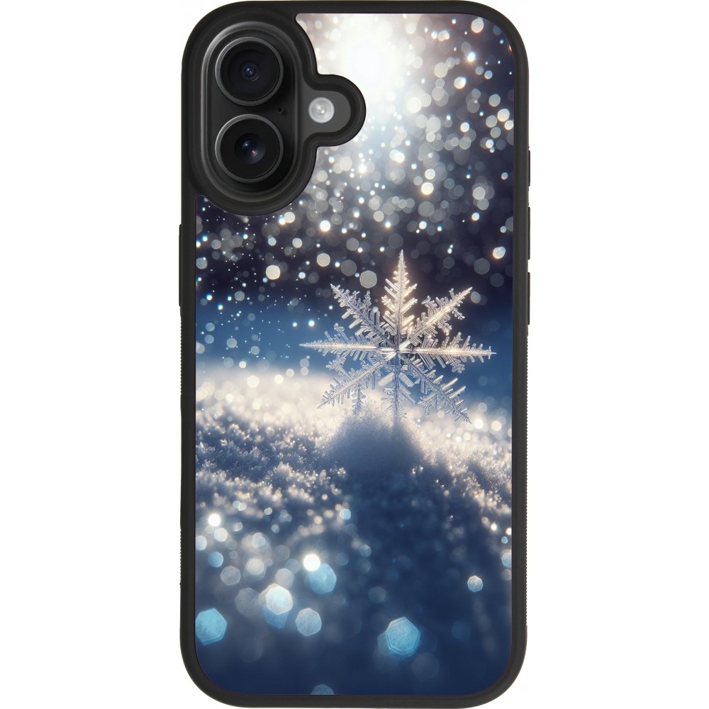 iPhone 17 Case Hülle - Silikon schwarz Schneeflocke Solar Glanz