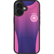 Coque iPhone 17 - Silicone rigide noir Maillot de football Allemagne Extérieur personnalisable