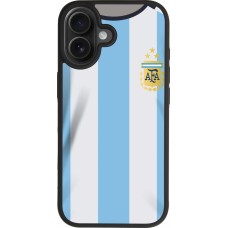 Coque iPhone 17 - Silicone rigide noir Maillot de football Argentine 2022 personnalisable