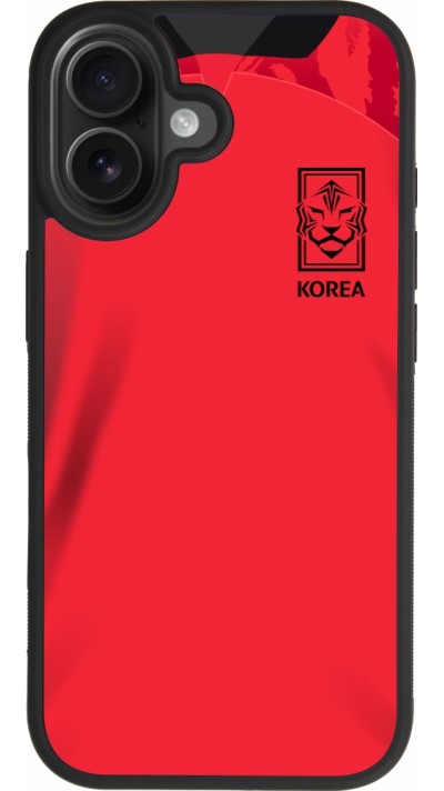 Coque iPhone 17 - Silicone rigide noir Maillot de football Corée du Sud 2022 personnalisable