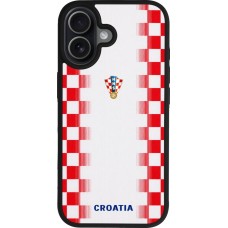 Coque iPhone 17 - Silicone rigide noir Maillot de football Croatie 2026 personnalisable