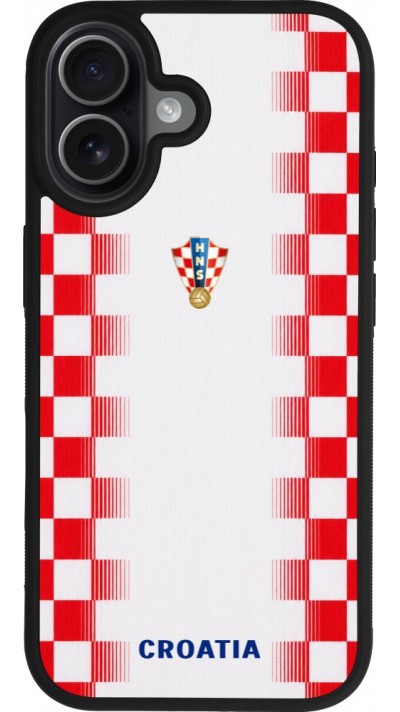 Coque iPhone 17 - Silicone rigide noir Maillot de football Croatie 2026 personnalisable