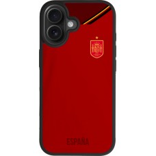 Coque iPhone 17 - Silicone rigide noir Maillot de football Espagne 2022 personnalisable