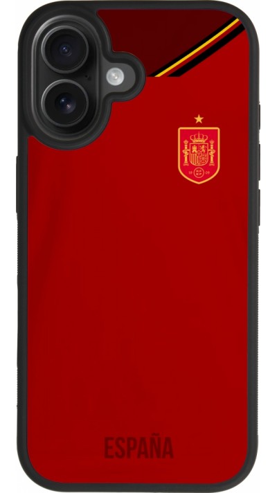 Coque iPhone 17 - Silicone rigide noir Maillot de football Espagne 2022 personnalisable