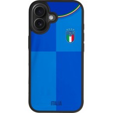 Coque iPhone 17 - Silicone rigide noir Maillot de football Italie 2022 personnalisable