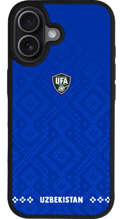 Coque iPhone 17 - Silicone rigide noir Maillot de football Ouzbékistan 2026 personnalisable