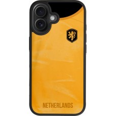 Coque iPhone 17 - Silicone rigide noir Maillot de football Pays-Bas 2022 personnalisable