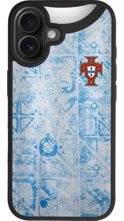 Coque iPhone 17 - Silicone rigide noir Maillot de football Portugal Extérieur personnalisable