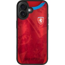 Coque iPhone 17 - Silicone rigide noir Maillot de football République Tchèque personnalisable